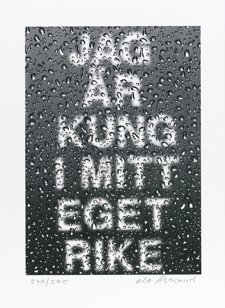 Konstnär Ola Åstrand. Konstverk benämning OÅ1 ‘Jag är kung i mitt eget rike’, litografi, pappersmått: 44x32 cm, bildmått: 34x14 cm, upplaga 295. Våga Se - Konst